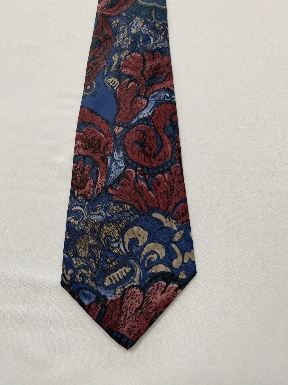 Italianissimo Vintage Floral Paisley Men's Necktie Blue Red Polyester 3.75